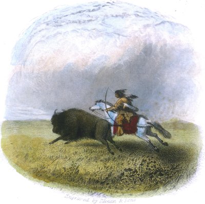 Buffalo Hunt, engraved by Tilman and Sons, 1853 by Captain Seth Eastman